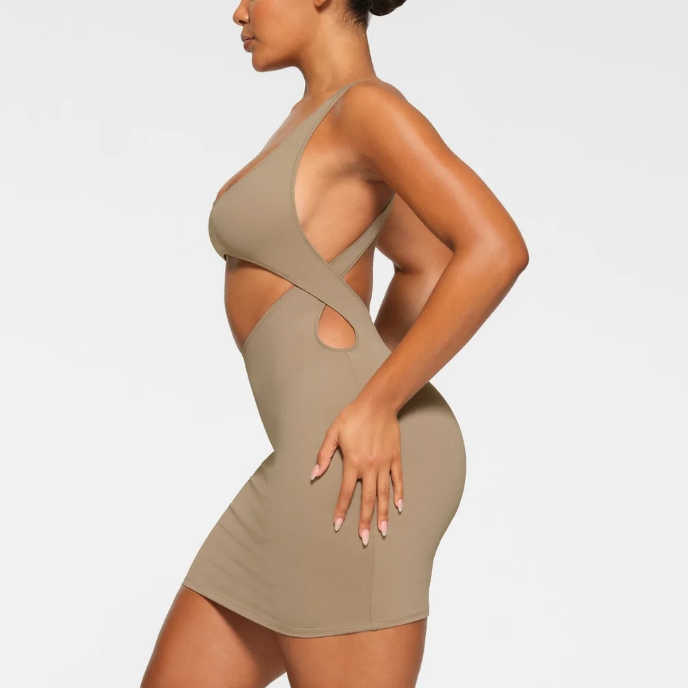 NWT SKIMS SWIM CUT OUT TANK DRESS IN DESERT